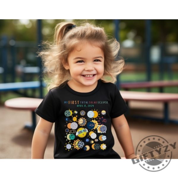 My First Total Solar Eclipse 2024 Toddler Shirt 2T5t Solar Eclipse Gift April 8 2024 Top Cute Moon Sun Phases My First Eclipse Kids Shirt giftyzy 6
