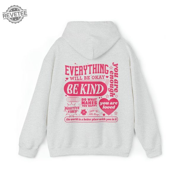 Everything Will Be Okay Hoodie Aesthetic Mental Health Retro Hoodie Self Growth Hoodie Positive Hoodie Everything Will Be Okay Quotes Unique revetee 1