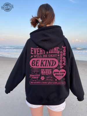 Everything Will Be Okay Hoodie Aesthetic Mental Health Retro Hoodie Self Growth Hoodie Positive Hoodie Everything Will Be Okay Quotes Unique revetee 2