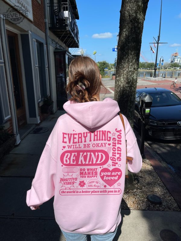 Everything Will Be Okay Hoodie Aesthetic Mental Health Retro Hoodie Self Growth Hoodie Positive Hoodie Everything Will Be Okay Quotes Unique revetee 5