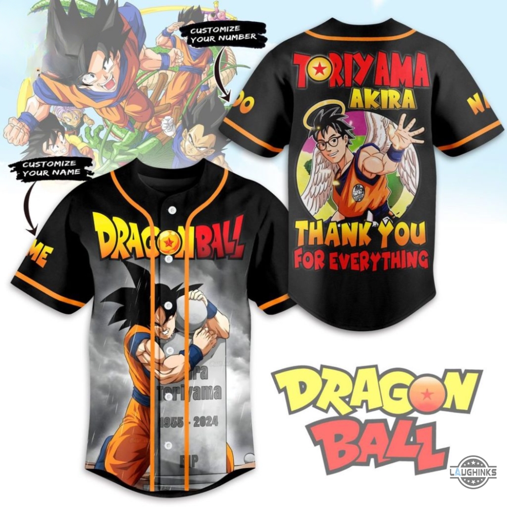 Dragon Ball Z Baseball Jersey Dragon Ball Rip Toriyama Akira Thank You For Everything Custom Name Baseball Uniform 1955 2024 Anime Toriyama Death Shirts