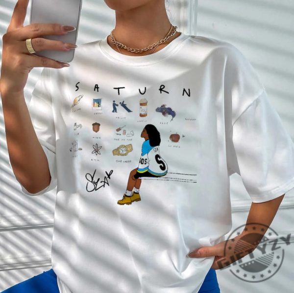 Sza Saturn Unisex Shirt White 2024 New Release Hoodie Music Fan Tshirt Saturn Single Sweatshirt Lana Album Shirt giftyzy 2