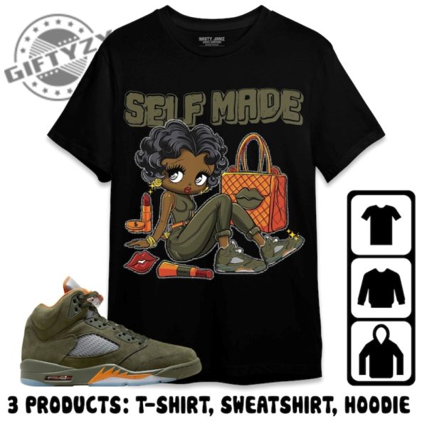 Jordan 5 Olive Unisex Tshirt Sweatshirt Hoodie Sneaker Girl Selfmade Shirt To Match Sneaker giftyzy 1