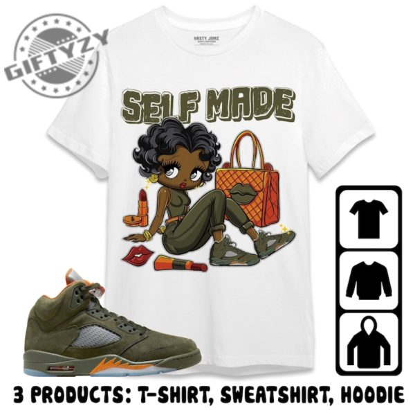 Jordan 5 Olive Unisex Tshirt Sweatshirt Hoodie Sneaker Girl Selfmade Shirt To Match Sneaker giftyzy 2