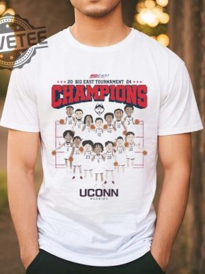 Uconn Ncaa Mens Basketball 2024 Big East Tournament Champions Team Caricature T Shirt Unique Sweatshirt revetee 4