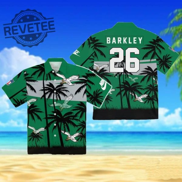 Eagles Saquon Barkley Kelly Green Hawaiian Shirt Unique revetee 3
