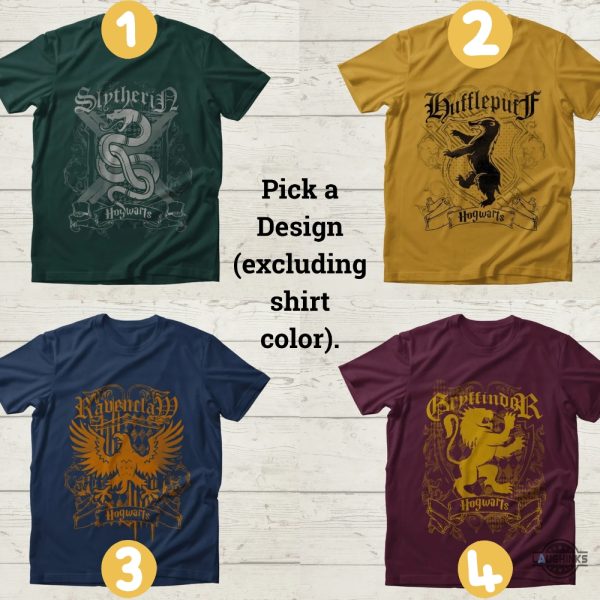 hogwarts t shirt sweatshirt hoodie mens womens harry potter hogwarts houses shirts quidditch shirt slytherin ravenclaw gryffindor hufflepuff team tee gift laughinks 1