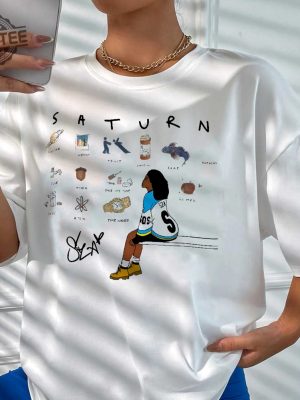 Sza Saturn Unisex Tshirt White 2024 New Release Music Fan Tee Saturn Single Sza Shirt Merch Sza Hoodie Unique revetee 2