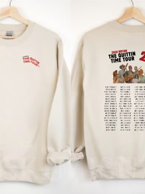 Zach Bryan Crewneck Zach Bryan Tour Merch Zach Bryan Setlist 2024 The Quittin Time Tour Setlist Unique revetee 4