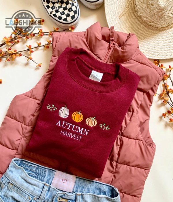 vintage style autumn harvest embroidered crewneck embroidery tshirt sweatshirt hoodie gift laughinks 1 1
