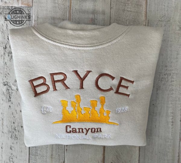 bryce canyon national park embroidered crewneck embroidered crewneck national park sweatshirt embroidery tshirt sweatshirt hoodie gift laughinks 1 1
