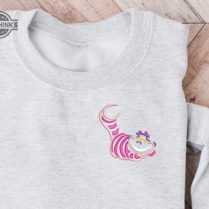 cheshire cat embroidered crewneck disney embroidered sweatshirt alice in wonderland crewneck disney sweatshirt womens disney crewneck embroidery tshirt sweatshirt hoodie gift laughinks 1 1