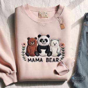 pooh sweatshirt tshirt hoodie embroidered mama bear shirts brown white polar panda bear funny embroidery crewneck tee mothers day birthday gift for moms laughinks 1