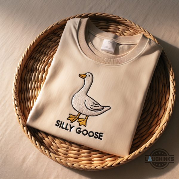 embroidered silly goose sweatshirt tshirt hoodie mens womens silly goose university funny embroidery tee vintage silly goose meme crewneck shirts laughinks 1