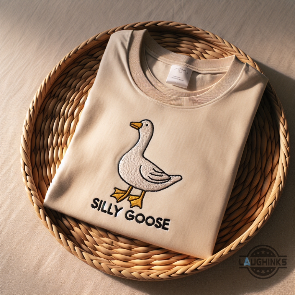 Embroidered Silly Goose Sweatshirt Tshirt Hoodie Mens Womens Silly Goose University Funny Embroidery Tee Vintage Silly Goose Meme Crewneck Shirts