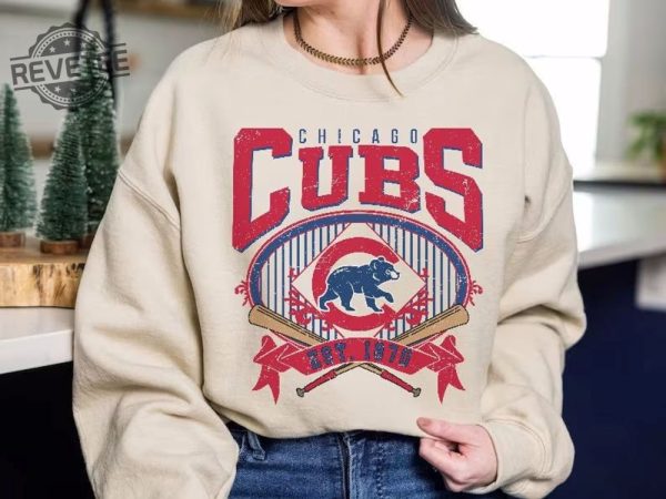 Chicago Baseball Sweatshirt Vintage Style Chicago Baseball Crewneck Sweatshirt Chicago Est 1870 Sweatshirt Chicago Cubs Sweatshirt revetee 2