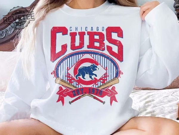 Chicago Baseball Sweatshirt Vintage Style Chicago Baseball Crewneck Sweatshirt Chicago Est 1870 Sweatshirt Chicago Cubs Sweatshirt revetee 4