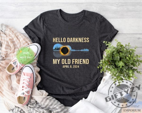 Hello Darkness My Old Friend Shirt April 8 2024 Tshirt Total Solar Eclipse Hoodie Celestial Event Sweatshirt Astronomy Gift giftyzy 1