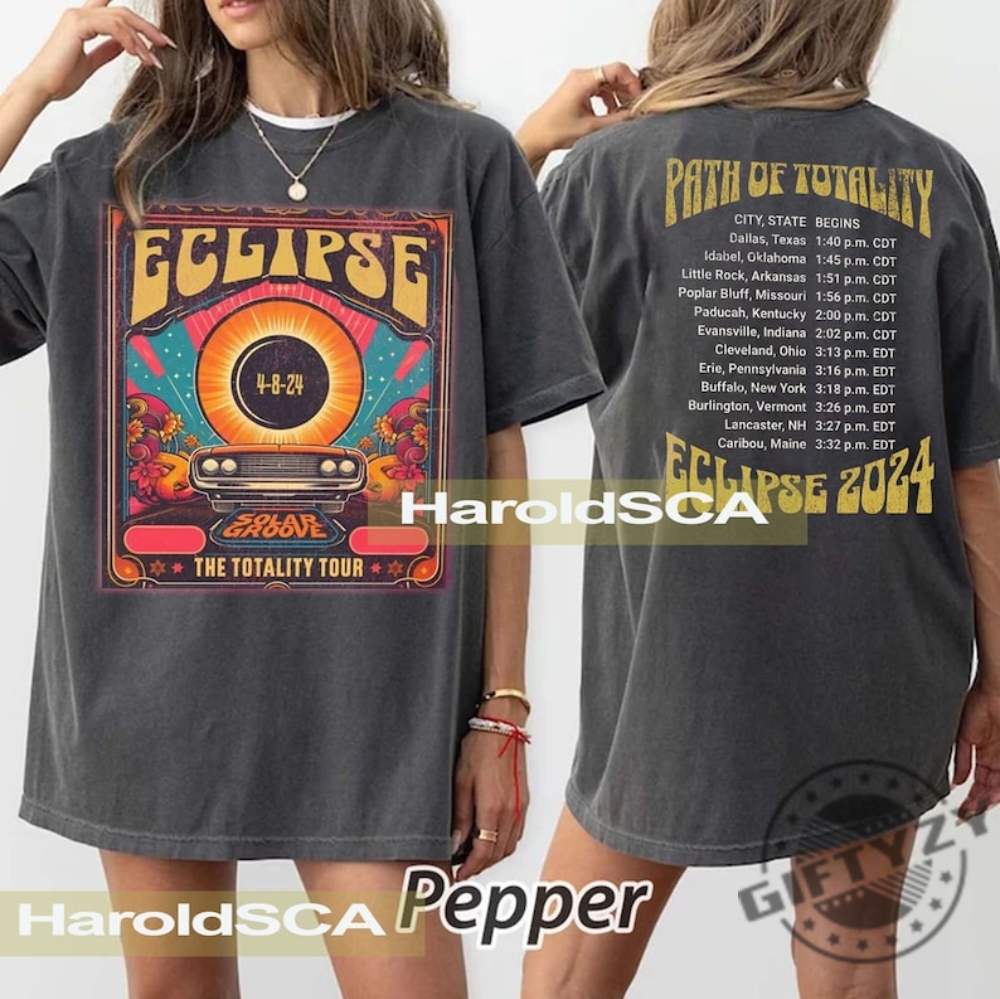 Solar Eclipse 2024 Shirt Retro Style Path Of Totality 2024 Hoodie Vintage Look Distressed Tshirt April 18 Sweatshirt Unisex Shirt