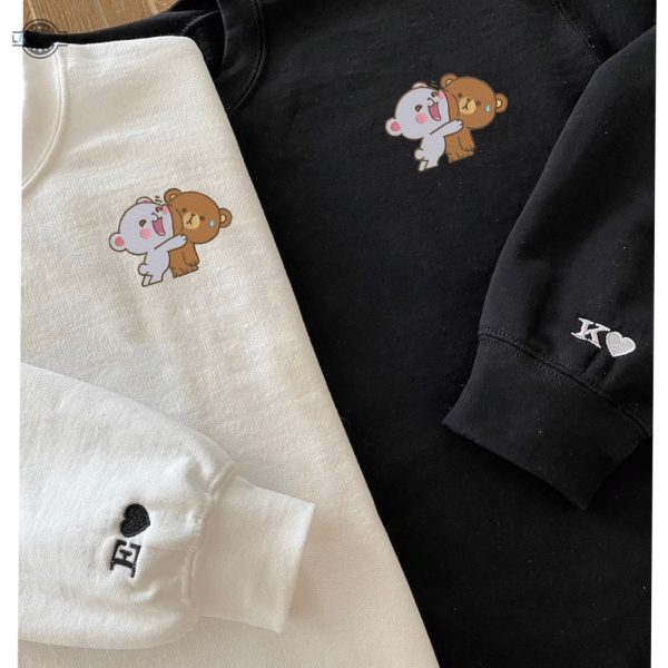 couple bear milk and mocha embroidered sweater embroidery tshirt sweatshirt hoodie gift laughinks 1 1