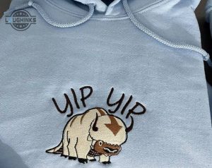 appa avatar embroidered hoodie bison custom design hooded sweatshirt yip yip appa hoodie embroidery tshirt sweatshirt hoodie gift laughinks 1 1
