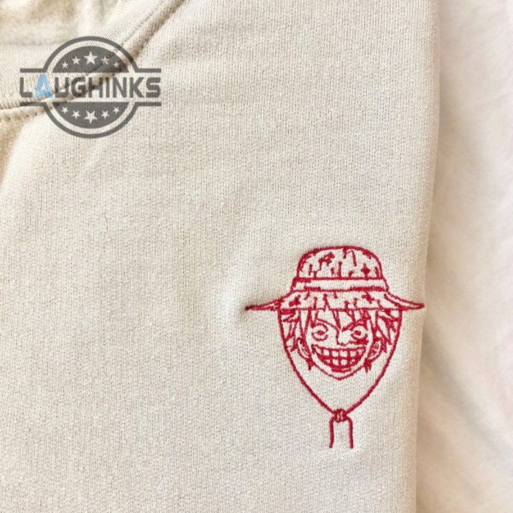 Luffy One Piece Embroidered Crewneck Embroidery Tshirt Sweatshirt Hoodie Gift