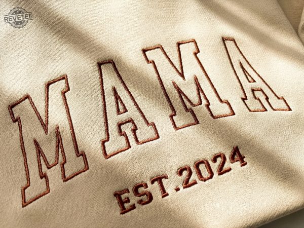 Custom Mama Embroidered Sweatshirt Custom Mama Crewneck With Kids Names Heart On Sleeve Gift For New Mom Mothers Day Gift revetee 4