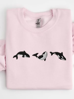 Embroidered Trio Of Orcas Sweatshirt Orcas Shirt Embroidered Whale Shirt Gift For Her Yin Yang Fish Shirt Hammerhead Shark Tee Unique revetee 2