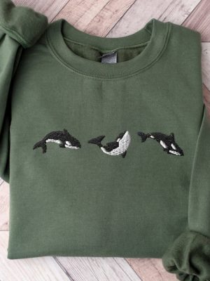 Embroidered Trio Of Orcas Sweatshirt Orcas Shirt Embroidered Whale Shirt Gift For Her Yin Yang Fish Shirt Hammerhead Shark Tee Unique revetee 4