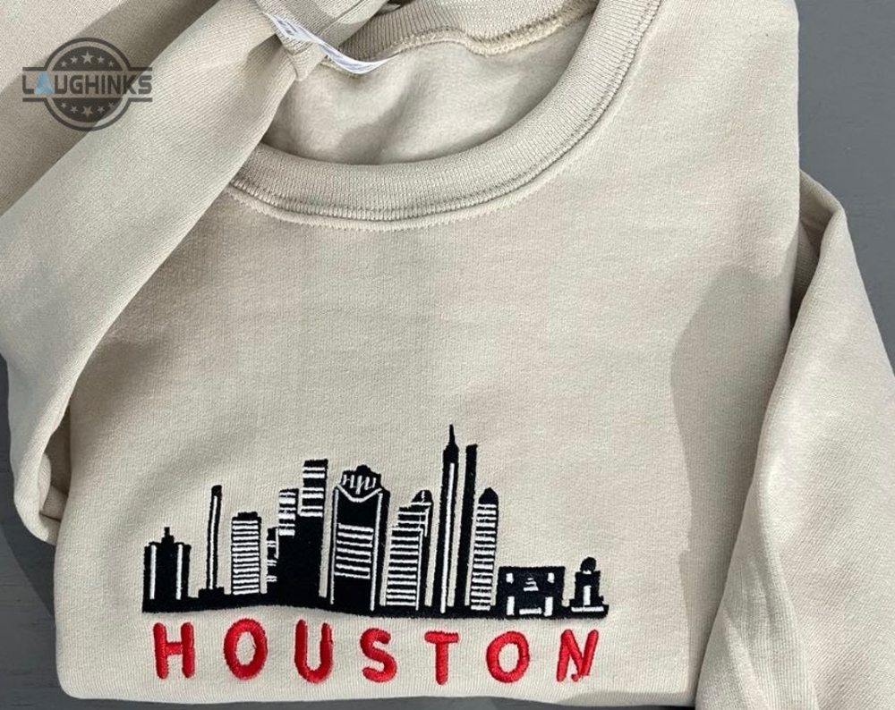 Vintage Houston Embroidered Sweatshirt Custom Houston Embroidered Crewneck Houston City Crewneck Embroidery Tshirt Sweatshirt Hoodie Gift