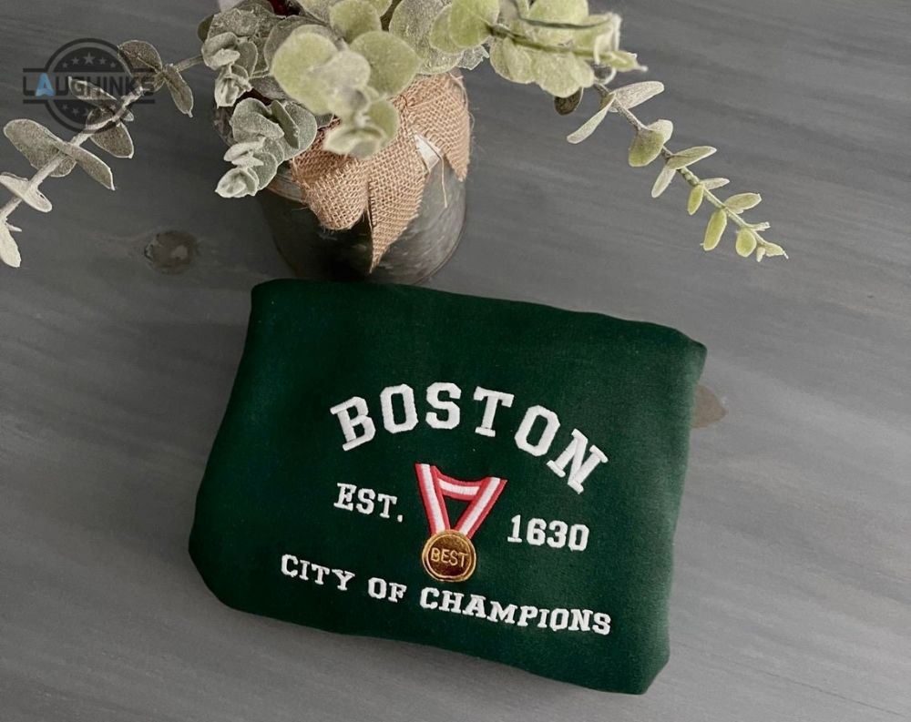 Boston City Of Champions Embroidered Crewneck Embroidery Tshirt Sweatshirt Hoodie Gift