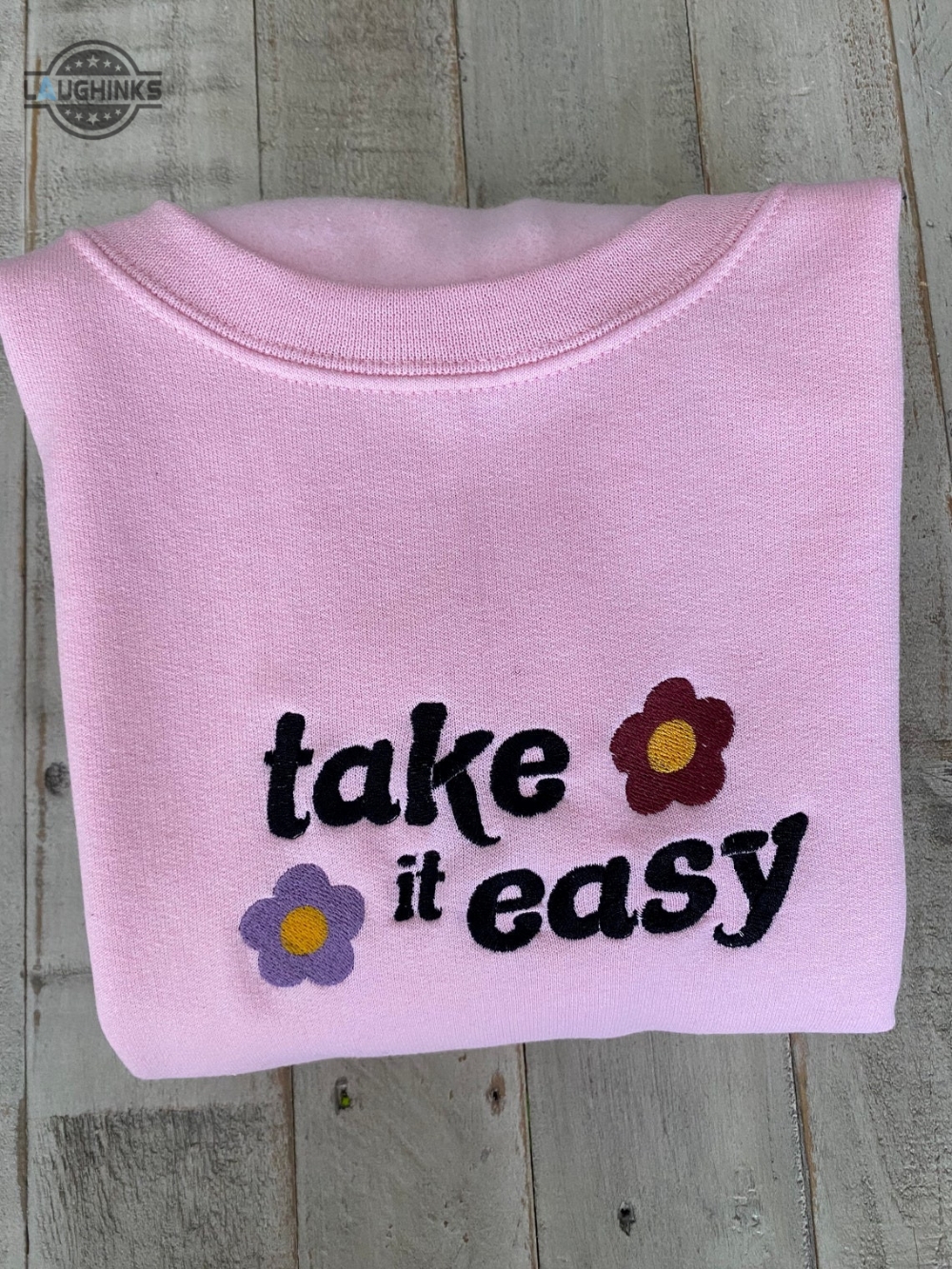 Take It Easy Embroidered Crewneck Cute Vintage Sweatshirt Trendy Crewneck Embroidery Tshirt Sweatshirt Hoodie Gift