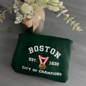 boston city of champions embroidered crewneck embroidery tshirt sweatshirt hoodie gift laughinks 1 2