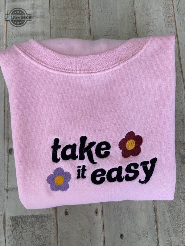 take it easy embroidered crewneck cute vintage sweatshirt trendy crewneck embroidery tshirt sweatshirt hoodie gift laughinks 1 2