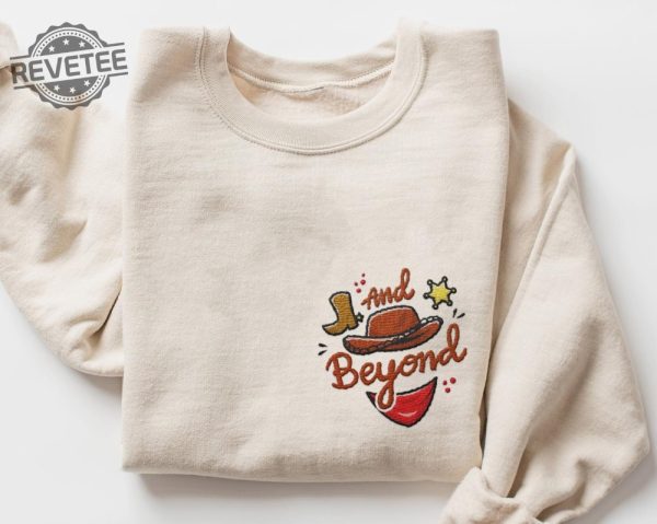 To Infinity Couple Woody Buzz Embroidery Sweatshirt Pizza Embroidered Sweatshirt 2024 Family Trip Customize Name Embroider Sweater Gifts revetee 4