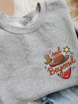 To Infinity Couple Woody Buzz Embroidery Sweatshirt Pizza Embroidered Sweatshirt 2024 Family Trip Customize Name Embroider Sweater Gifts revetee 6