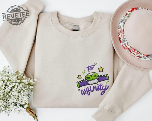 To Infinity Couple Woody Buzz Embroidery Sweatshirt Pizza Embroidered Sweatshirt 2024 Family Trip Customize Name Embroider Sweater Gifts revetee 8