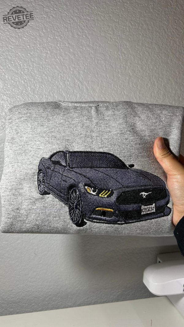 Car Embroidered Hoodie Custom Embroidered Car Hoodie Car Lover Sweatshirt Car Embroidered Sweatshirt Unique revetee 1