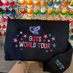 Custom Olivia Rodrigo Guts Tour 2024 Embroidery Sweatshirt The Guts World Tour 2024 Embroidered Sweatshirt Olivia Rodrigo T Shirt revetee 2