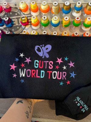 Custom Olivia Rodrigo Guts Tour 2024 Embroidery Sweatshirt The Guts World Tour 2024 Embroidered Sweatshirt Olivia Rodrigo T Shirt revetee 2