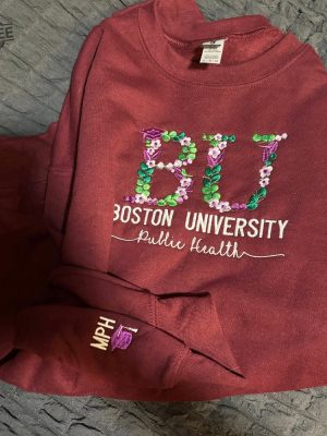 Custom College Floral Embroidered Sweatshirt Floral Letter Embroidered Hoodie College Hoodie Sweatshirt Embroidered College Sweatshirt revetee 2