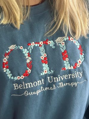 Custom College Floral Embroidered Sweatshirt Floral Letter Embroidered Hoodie College Hoodie Sweatshirt Embroidered College Sweatshirt revetee 3