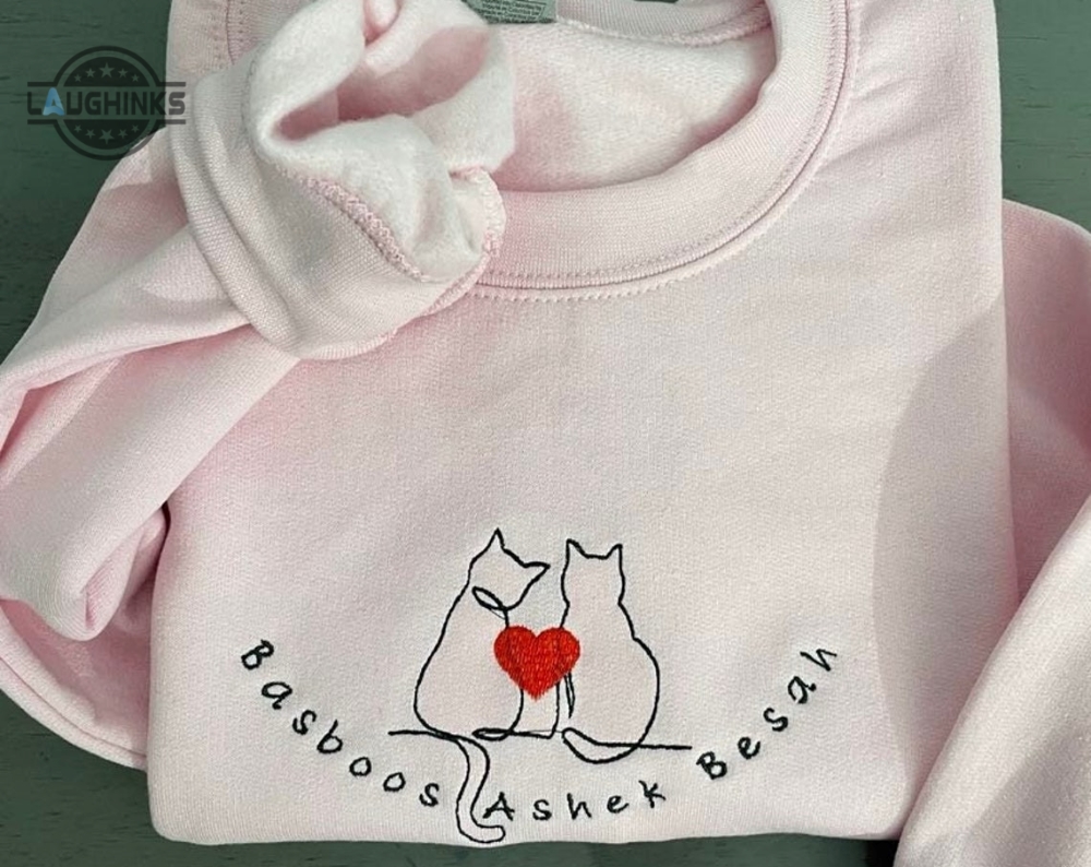 cats love cat embroidered sweatshirtbasboosa crewneck cat lovers crewneck embroidery tshirt sweatshirt hoodie gift laughinks 1