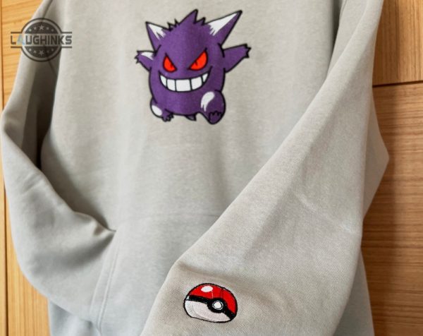 pokemon gengar embroidered sweatshirt hoodie embroidered sweatshirt pokemon gengar embroidery pokemon gengar high quality unisex embroidery tshirt sweatshirt hoodie gift laughinks 1