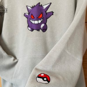 pokemon gengar embroidered sweatshirt hoodie embroidered sweatshirt pokemon gengar embroidery pokemon gengar high quality unisex embroidery tshirt sweatshirt hoodie gift laughinks 1 1