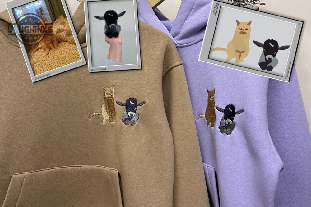 Embroidered Pet Animal Hoodie Embroidery Dog Cat Portrait By Photo Crewneck Sweatshirt Clothes Item Custom Gift Embroidery Tshirt Sweatshirt Hoodie Gift