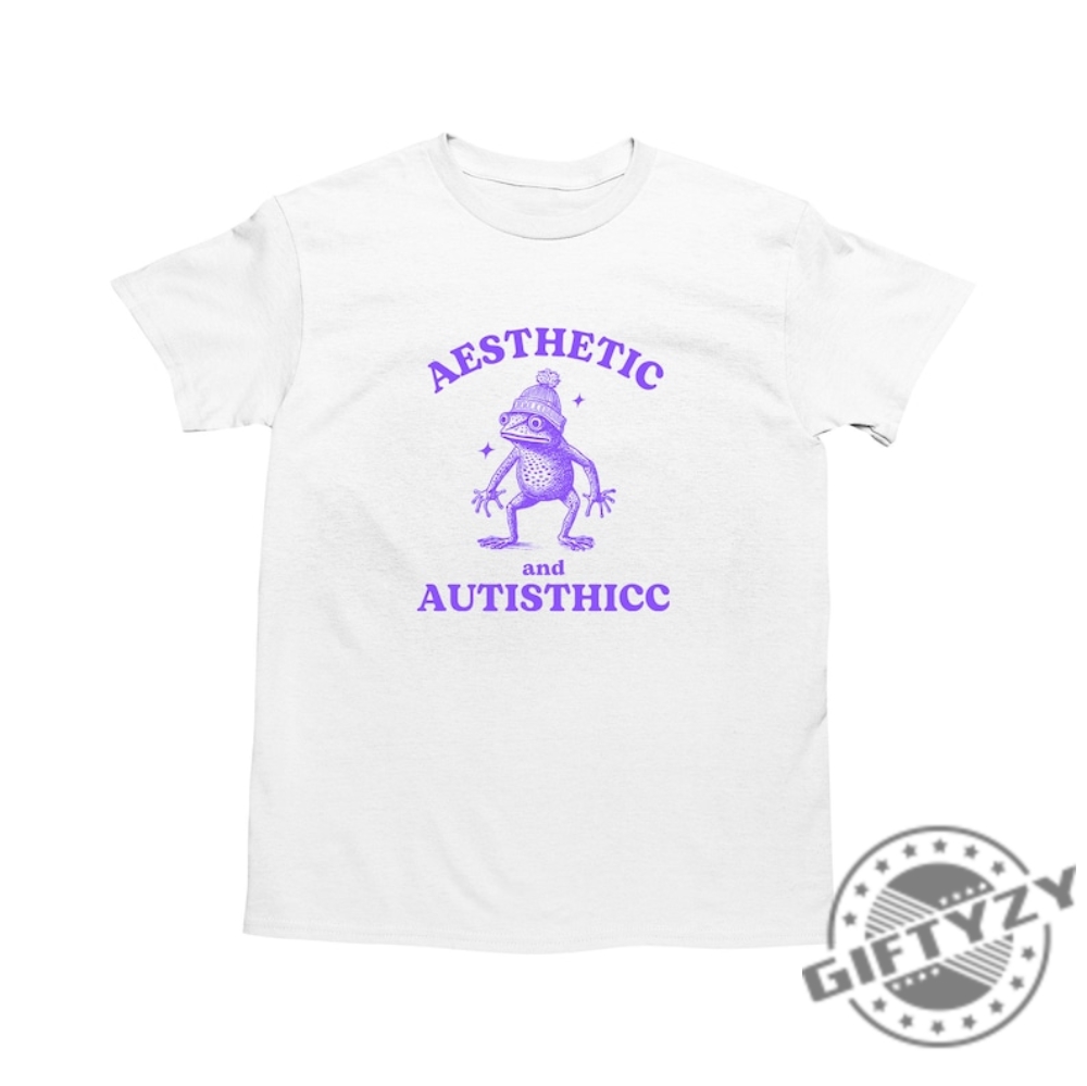 Aesthetic And Autisthicc Funny Autism Shirt Frog Tshirt Stupid Mental Health Cartoon Hoodie Silly Meme Sweatshirt Goofy Shirt