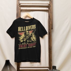 Helldivers 2 Enlistment Tshirt Join The Fight For Democracy Hoodie Exclusive Scifi Soldier Sweatshirt Ps5 Pc Gamer Gear Shirt giftyzy 3