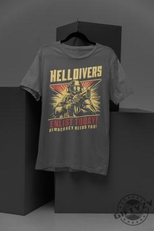 Helldivers 2 Enlistment Tshirt Join The Fight For Democracy Hoodie Exclusive Scifi Soldier Sweatshirt Ps5 Pc Gamer Gear Shirt giftyzy 5