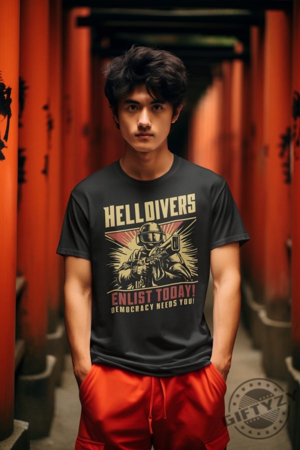Helldivers 2 Enlistment Tshirt Join The Fight For Democracy Hoodie Exclusive Scifi Soldier Sweatshirt Ps5 Pc Gamer Gear Shirt giftyzy 7